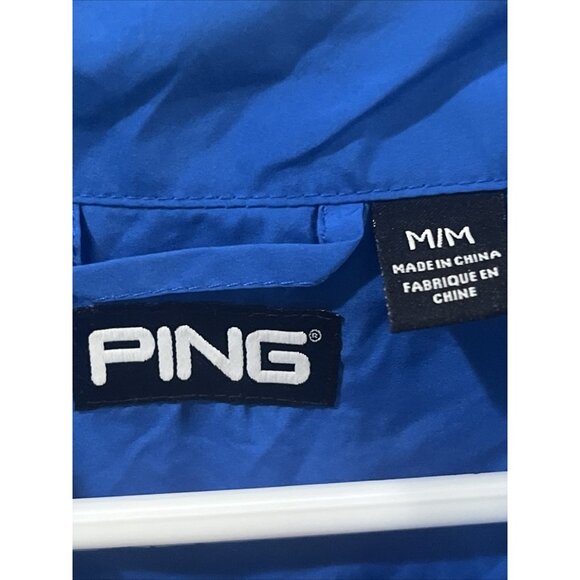 Ping Golf Wind Pullover M Blue & Gray 1/2 Zip Pockets Short Sleeve - Picture 2 of 10